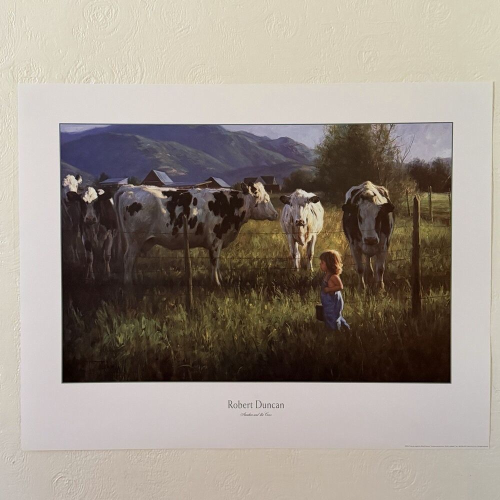 Robert Duncan Anniken And The Cows 1991 Poster Print Offset Lithograph 22x28”